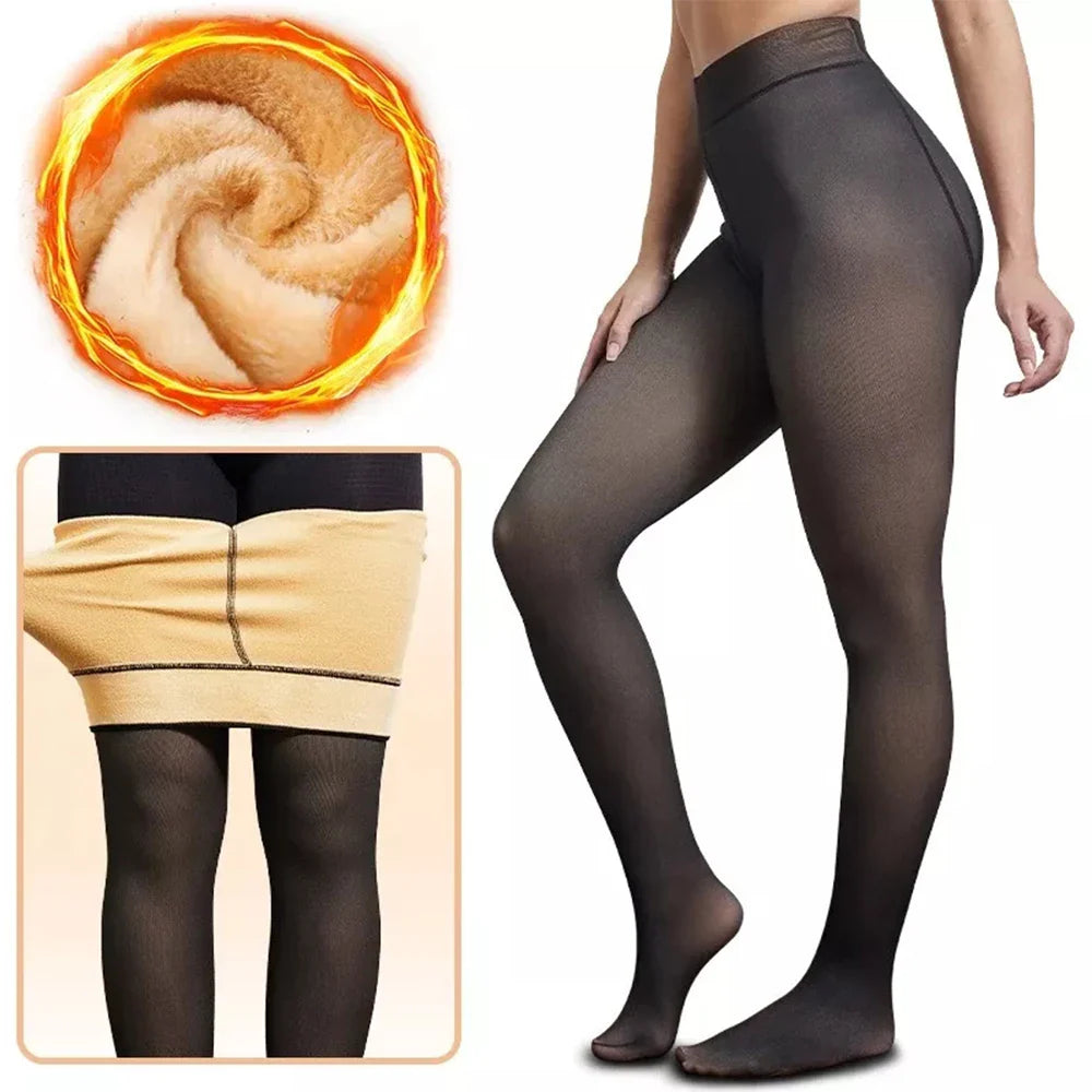 Medias térmicas de lana con interior afelpado translúcidas - Zayle™